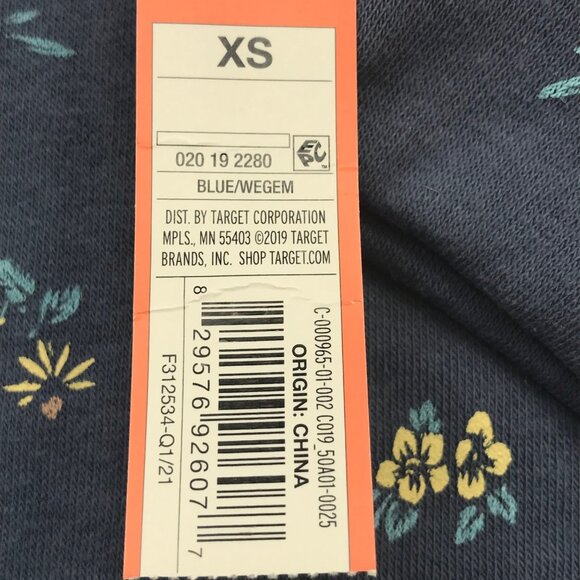 Colsie Women's Long Sleeve Fleece Lounge Sweatshirt Blue With Flowers XS New - Picture 4 of 13